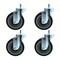 Bk Resources 5-inch Threaded Stem Casters, Polyurethane Wheels, Brake, 300lb Capacity, Acid Resistant, 4PK 5SBR-4ST-PLY-PS4 - alternate 2